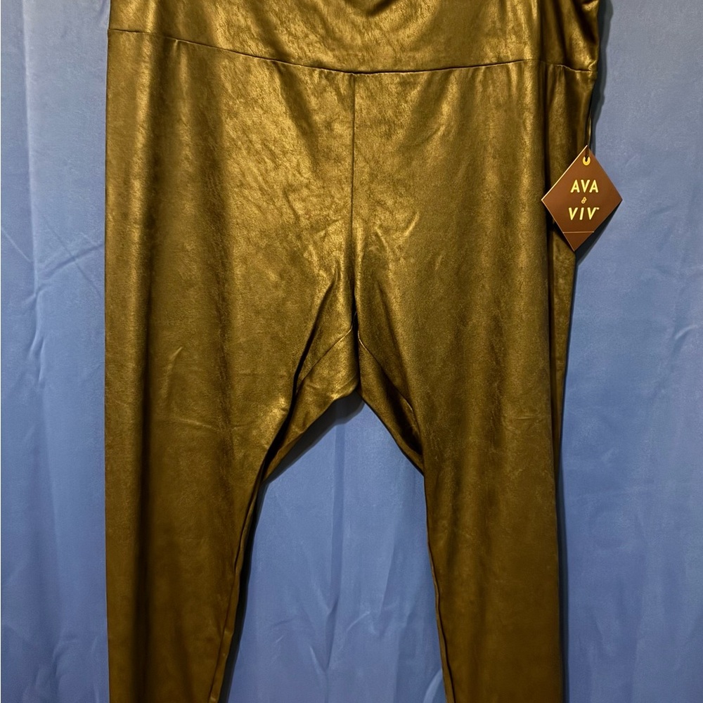 Ava & Viv Black Pleather Leggings NEW